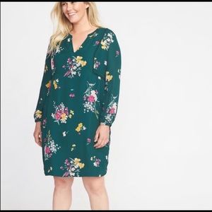 Old Navy Floral-Print Georgette Swing Dress, Green Floral